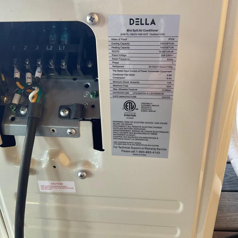 Mini split outdoor unit electrical wiring connection