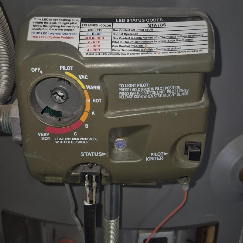 Water heater gas control valve with LED status codes
