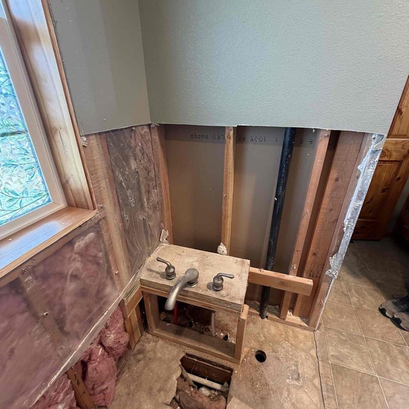Shower valve rough-in and ABS drain reroute