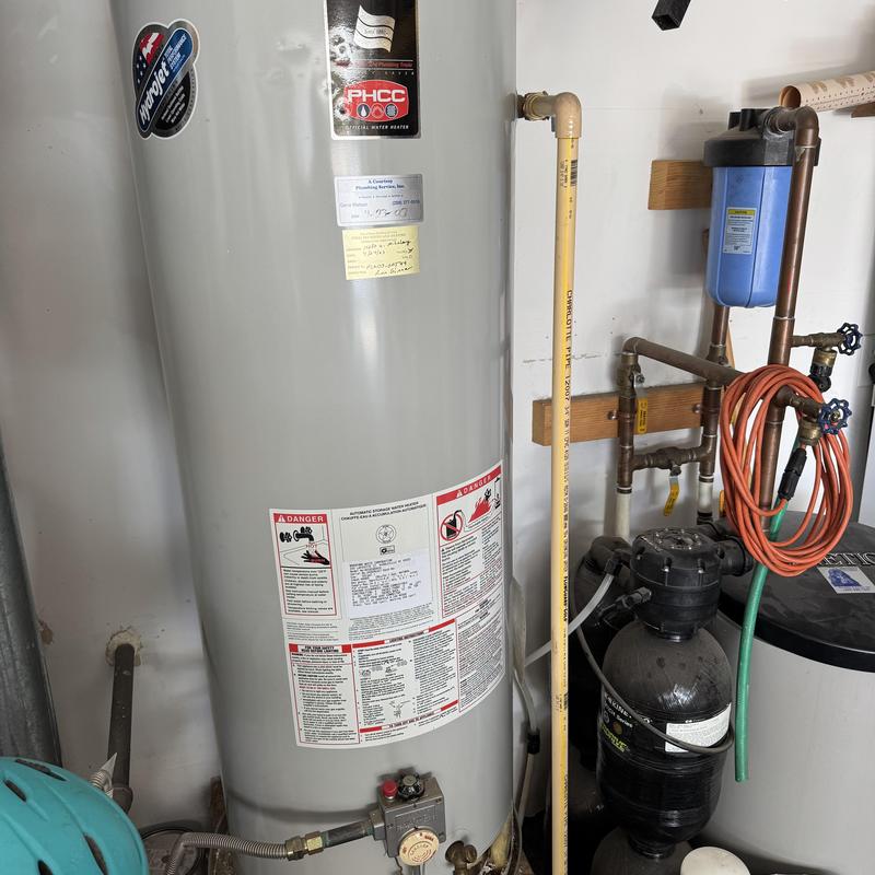 40-gallon gas water heater and water softener installation