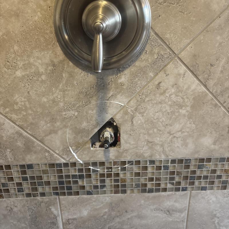 Moen Posi-Temp valve with handle removed in shower wall