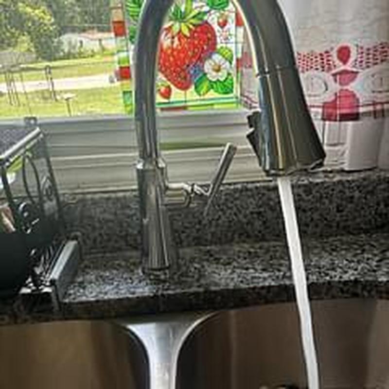 Delta Coranto pull out kitchen faucet with running water Delta Coranto pull out kitchen faucet with running water