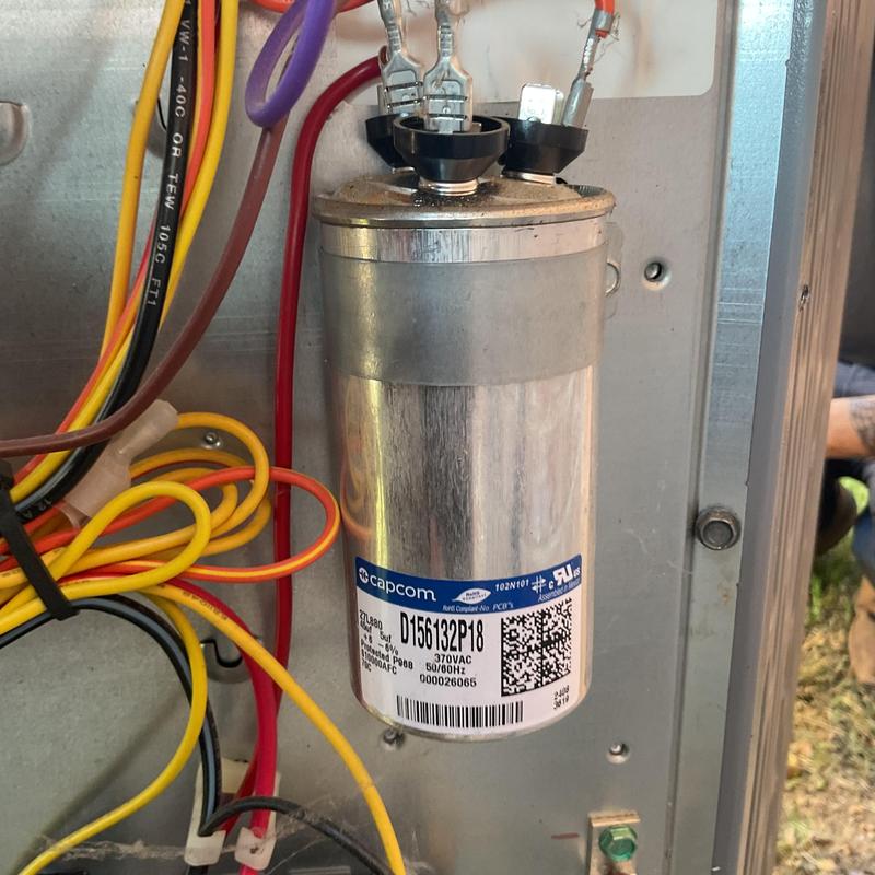 AC compressor capacitor with wiring inside unit AC compressor capacitor with wiring inside unit