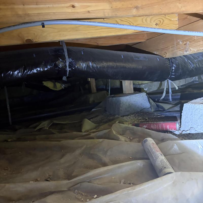 Poly piping repair inspection in crawl space