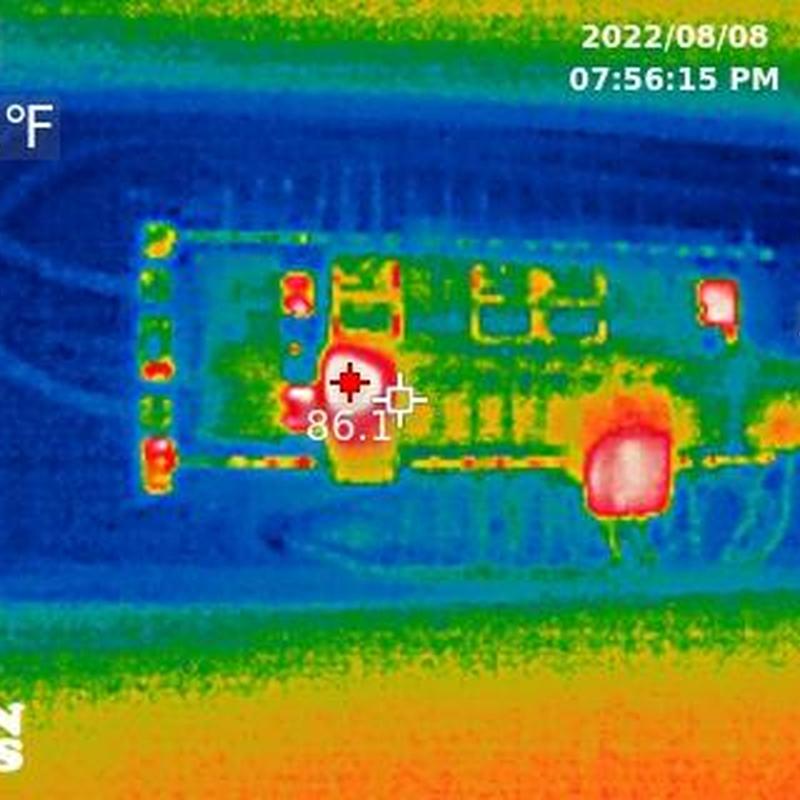 Circuit board thermal hotspot at 86.1°F detected