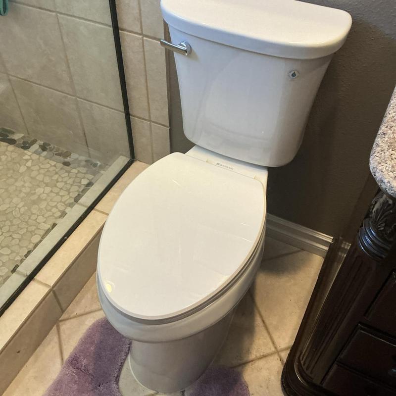 Toilet installation in bathroom next to shower enclosure