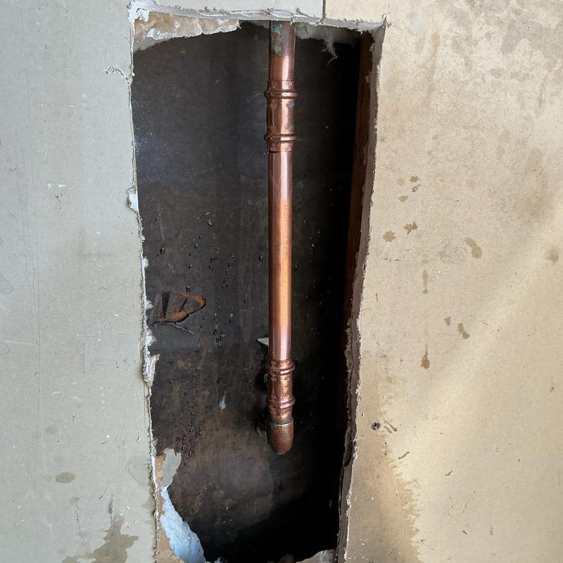 34 type L copper pipe installed in wall cavity