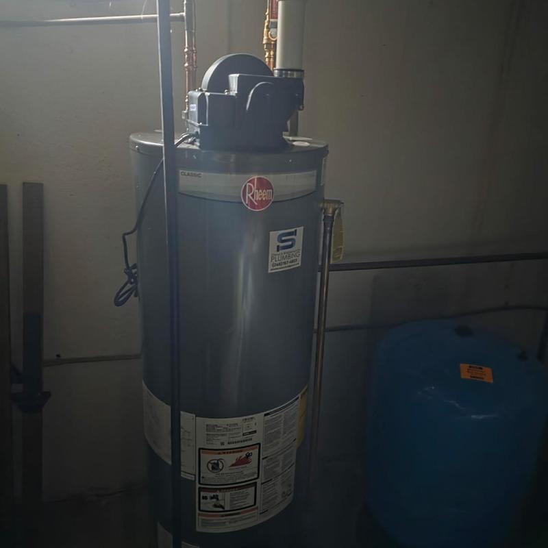 40 gallon Rheem power vent water heater installation