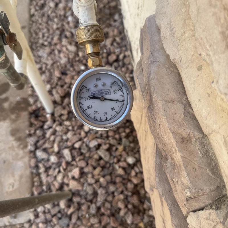 Water pressure gauge on residential softener system