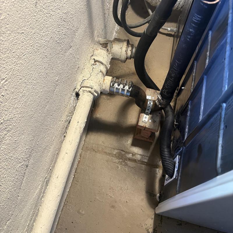 Washing machine drain with new coupling and support stand