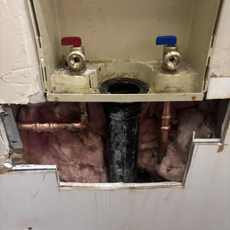 Laundry valves and drain line with corrosion damage