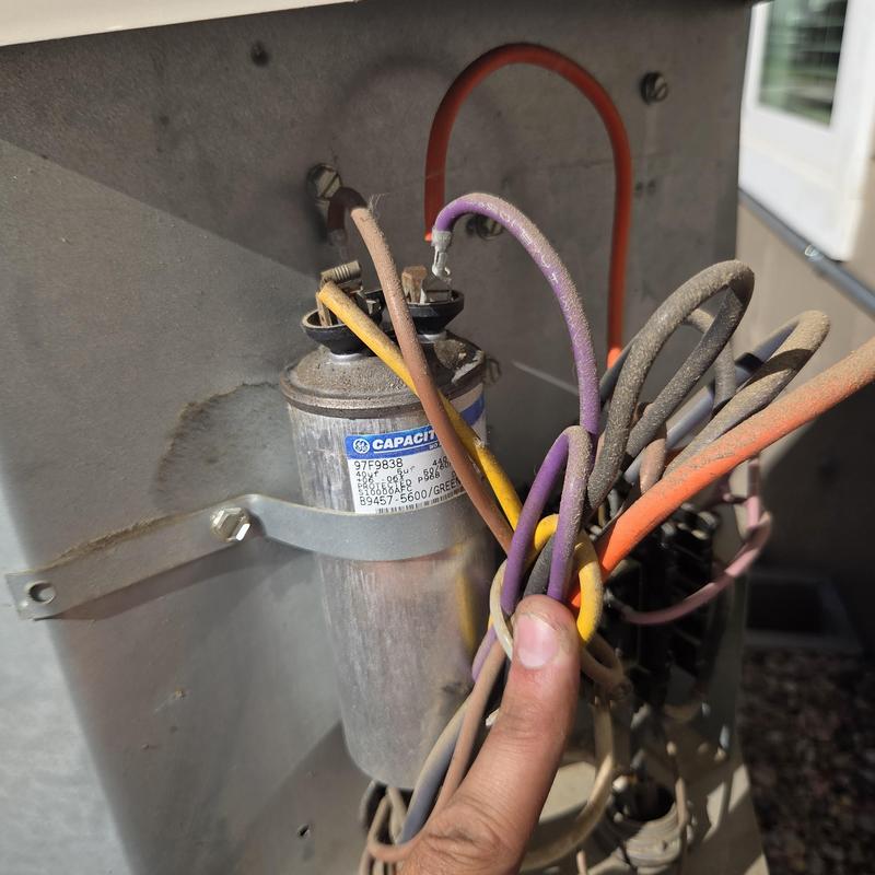 AC run capacitor and wiring in outdoor unit AC run capacitor and wiring in outdoor unit