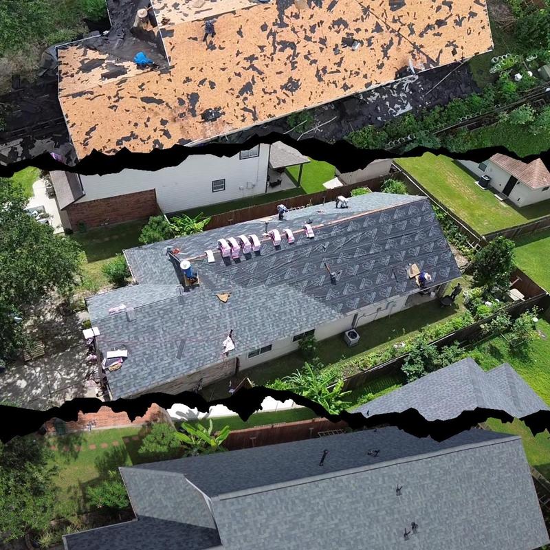 Owens Corning Estate Grey shingle roof installation stages