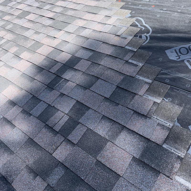 Owens Corning Duration roof shingles installation in progress