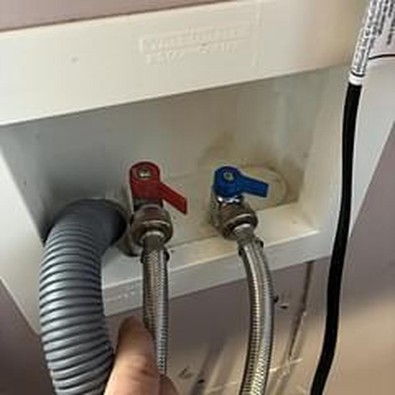 Washer box with hot and cold water valves installed Washer box with hot and cold water valves installed