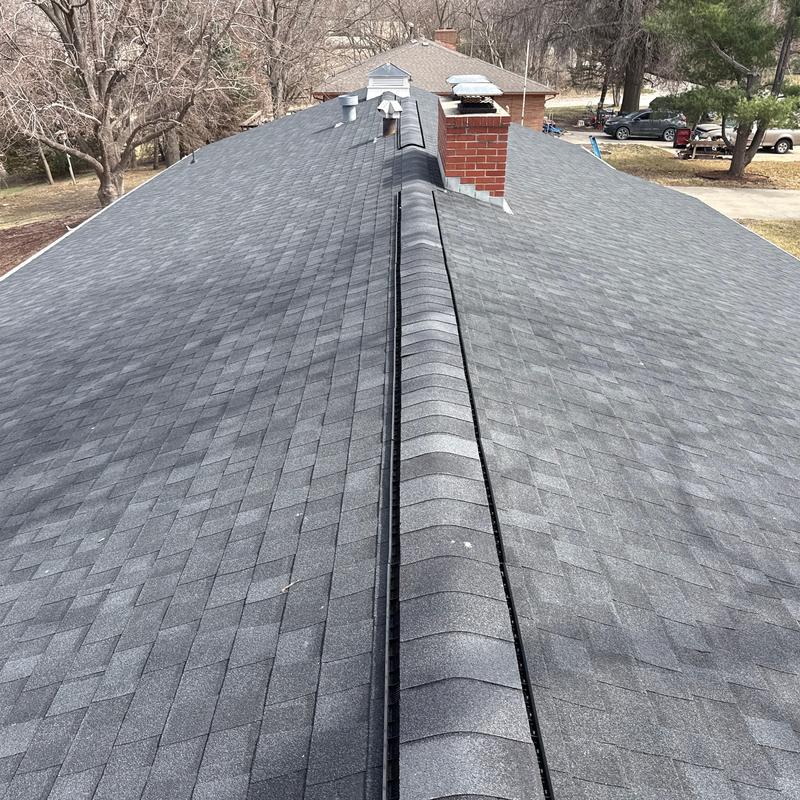 Tamko Titan XT roof shingles on residential roof ridge