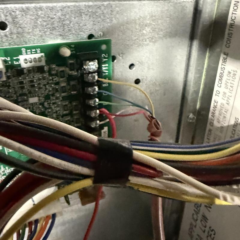 HVAC control board wiring with multi-colored cables HVAC control board wiring with multi-colored cables