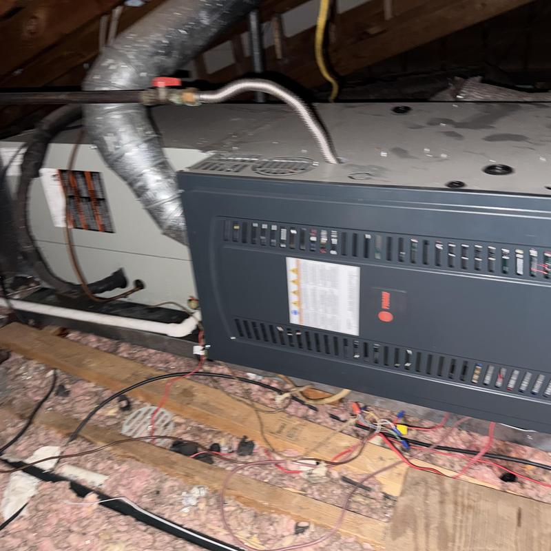 HVAC furnace and clogged drain line in attic space HVAC furnace and clogged drain line in attic space