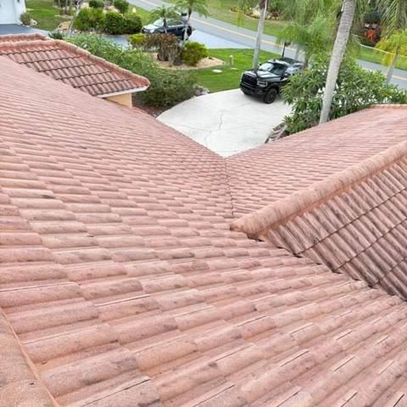 Concrete tile roof showing worn and cracked areas