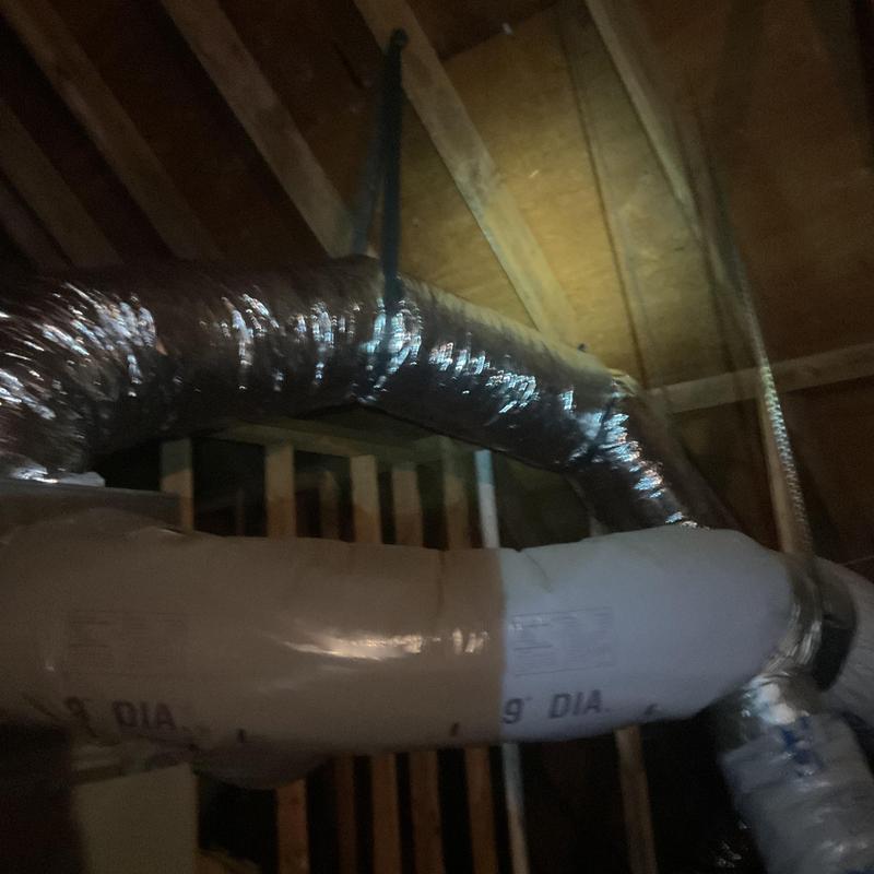 10-inch supply duct replaced and strapped in attic 10-inch supply duct replaced and strapped in attic