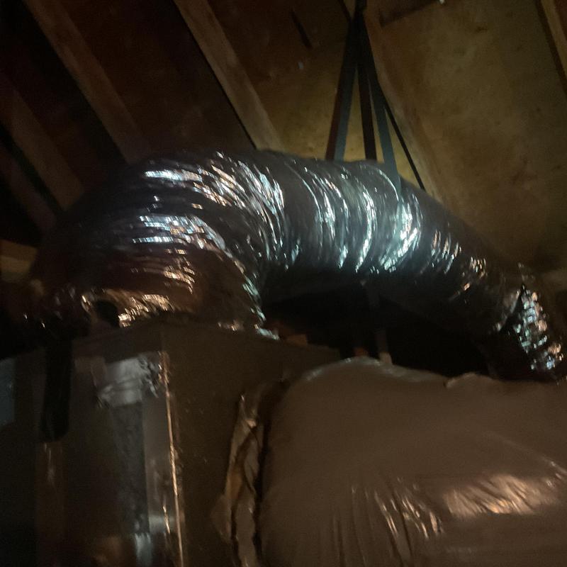 Supply duct replaced and strapped to code specifications Supply duct replaced and strapped to code specifications