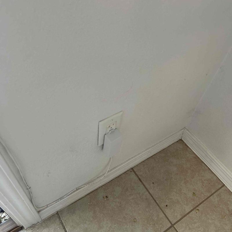 Doorbell transformer installed in living room outlet Doorbell transformer installed in living room outlet