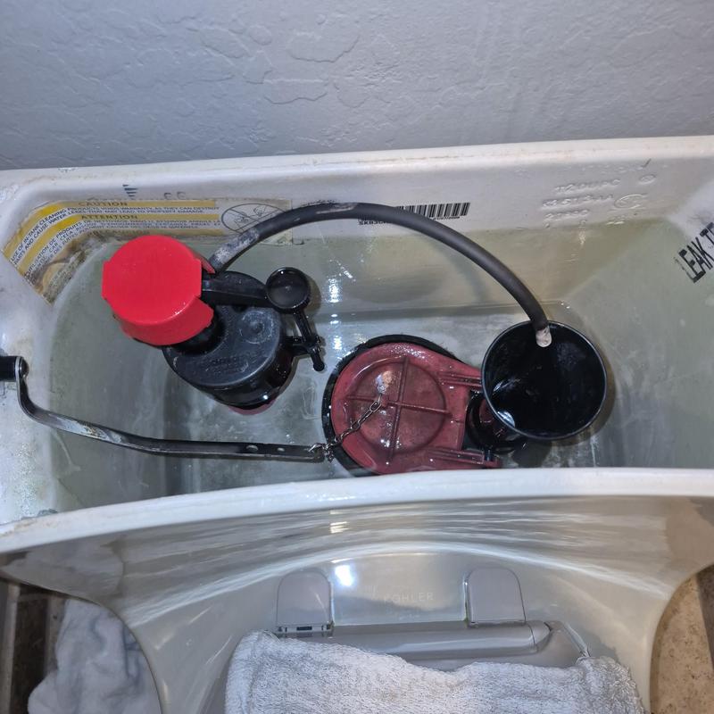 Toilet tank components with flapper and fill valve assembly