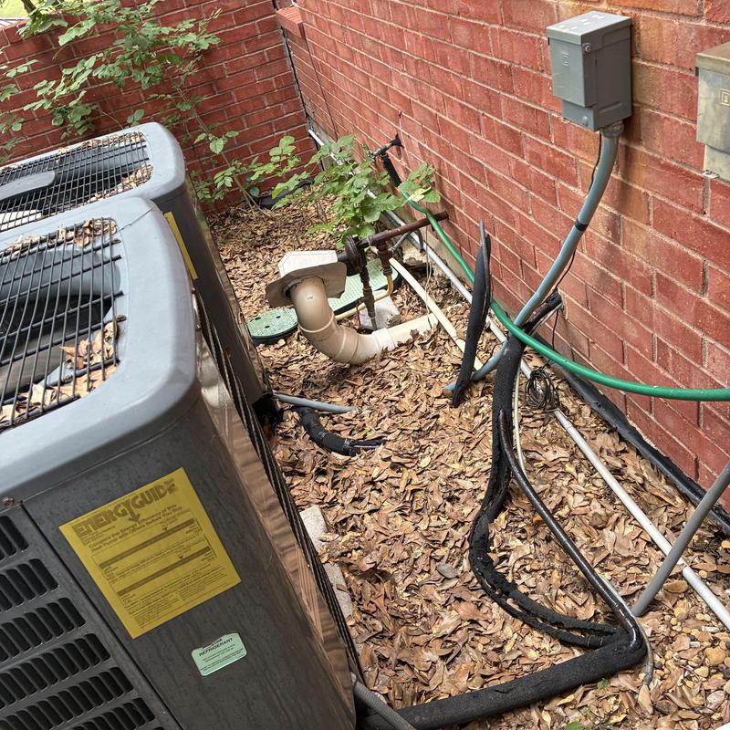 AC unit outdoor condensers with valve piping connections