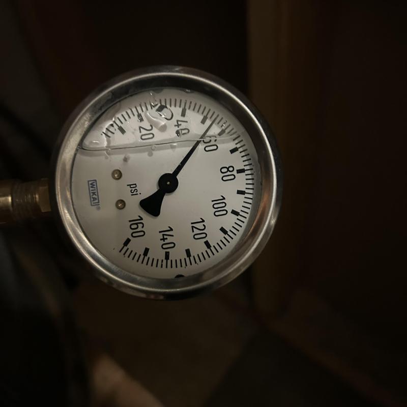 Pressure gauge showing water pressure at 50 psi