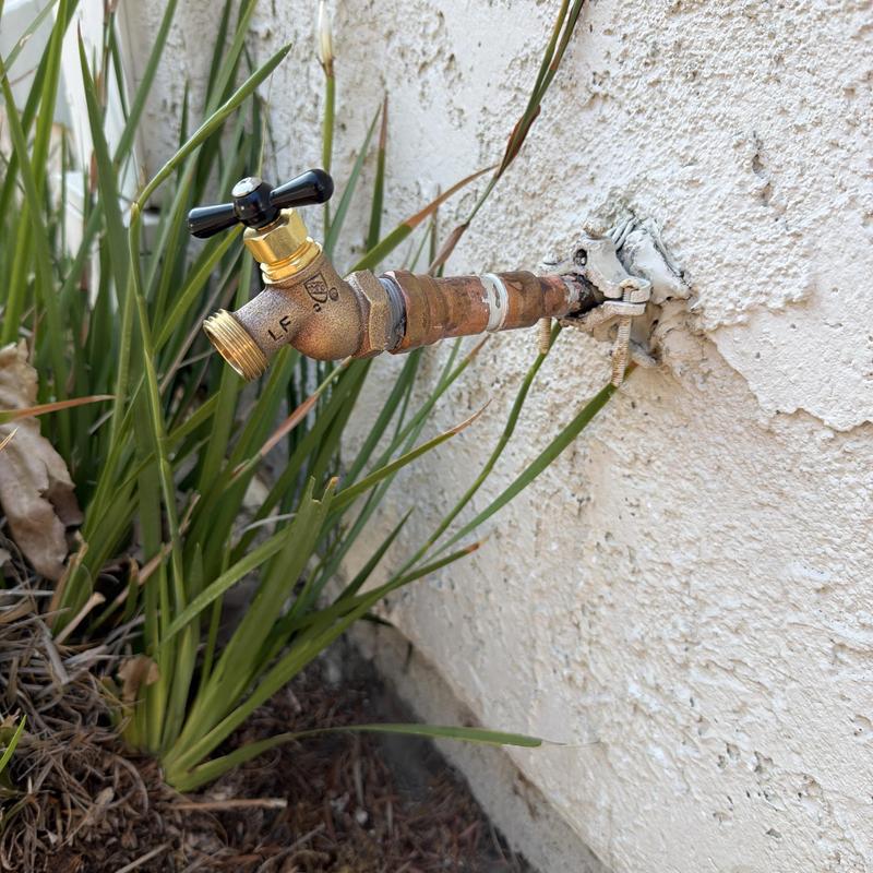 Outdoor hose bib installation on stucco wall Outdoor hose bib installation on stucco wall