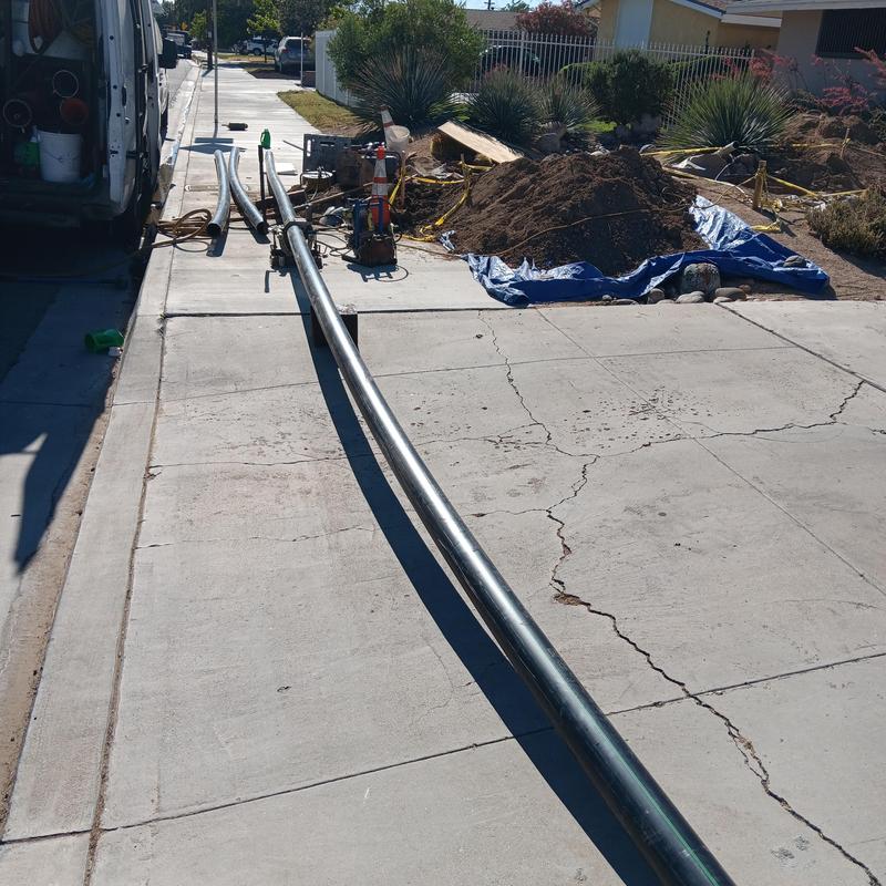 4-inch HDPE sewer pipe with ABS connections onsite