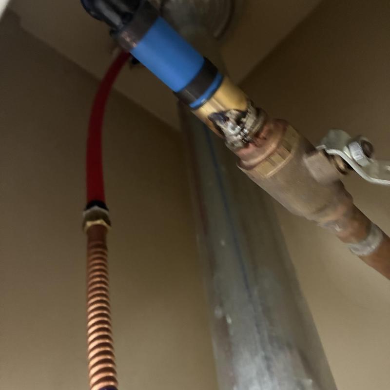 Copper and PEX water pipes reroute with valve