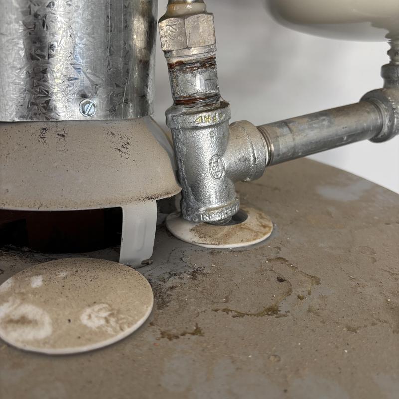 Water heater gas valve and piping with corrosion