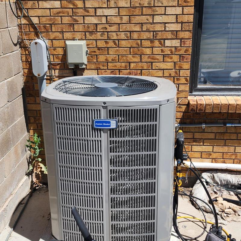 American Standard air conditioner outdoor unit with fan