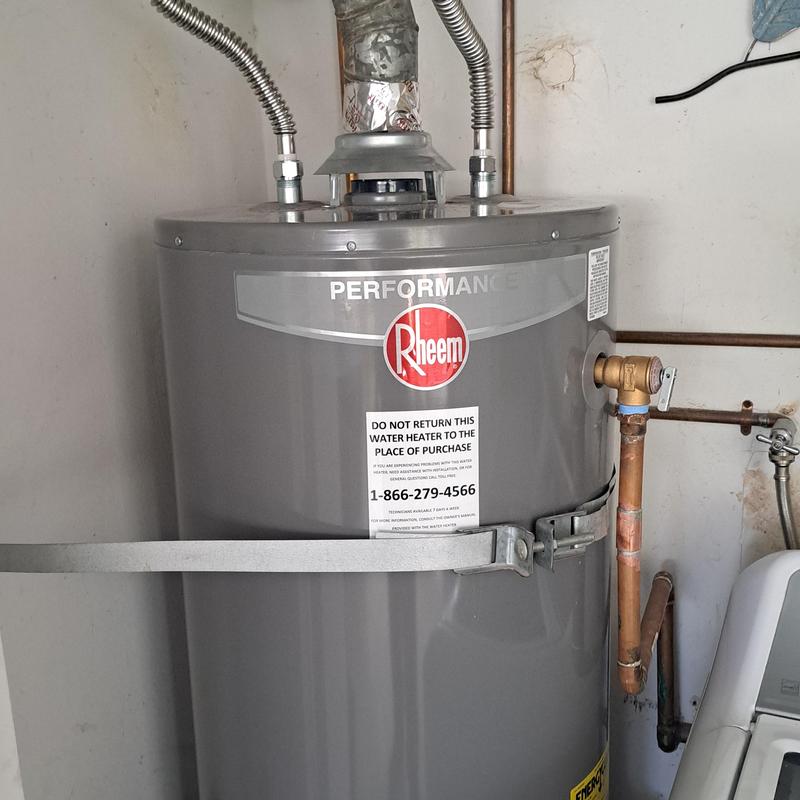 Rheem water heater with new copper piping installation Rheem water heater with new copper piping installation