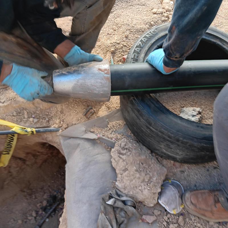 High-density polyethylene sewer pipe installation