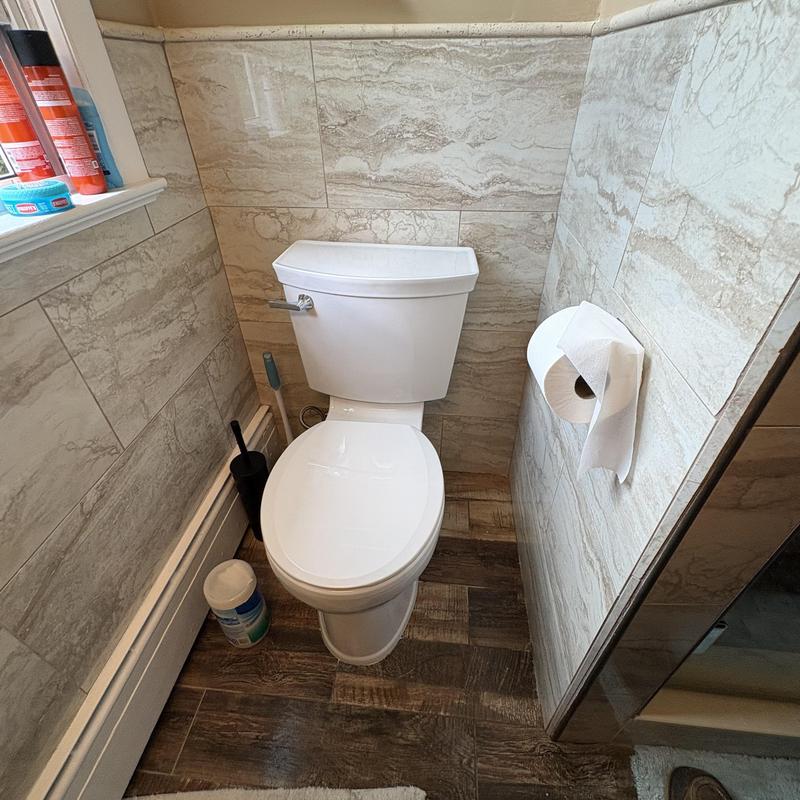 Toilet with new closet flange and shut-off valve replacement