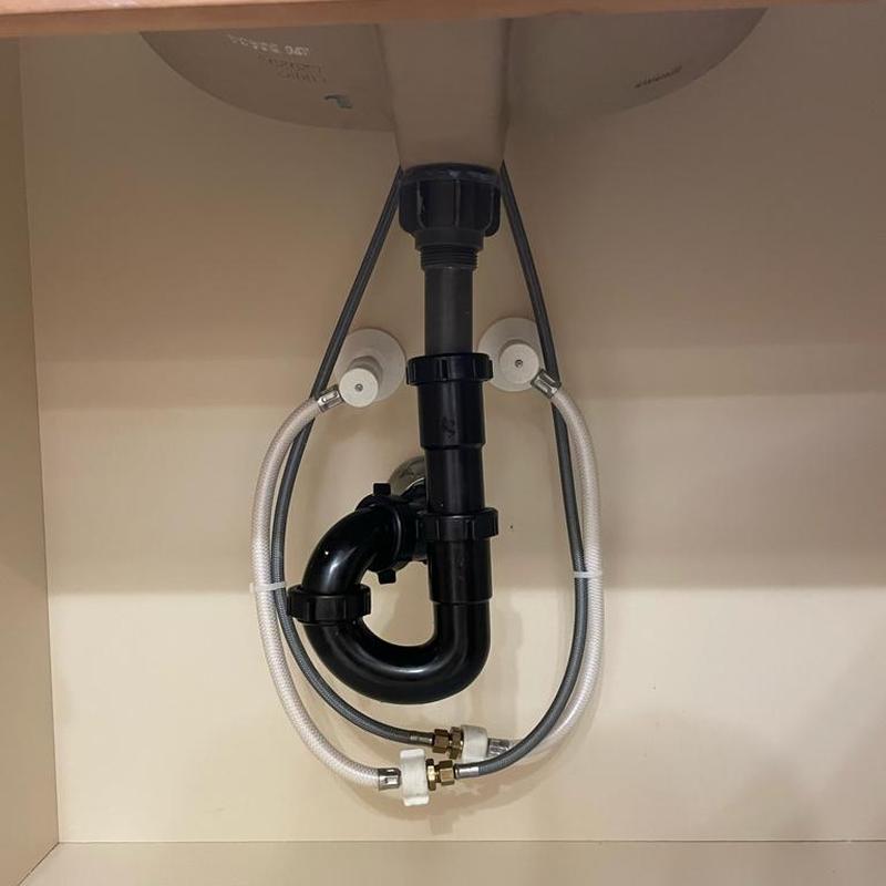 Under-sink plumbing drain and supply lines installation