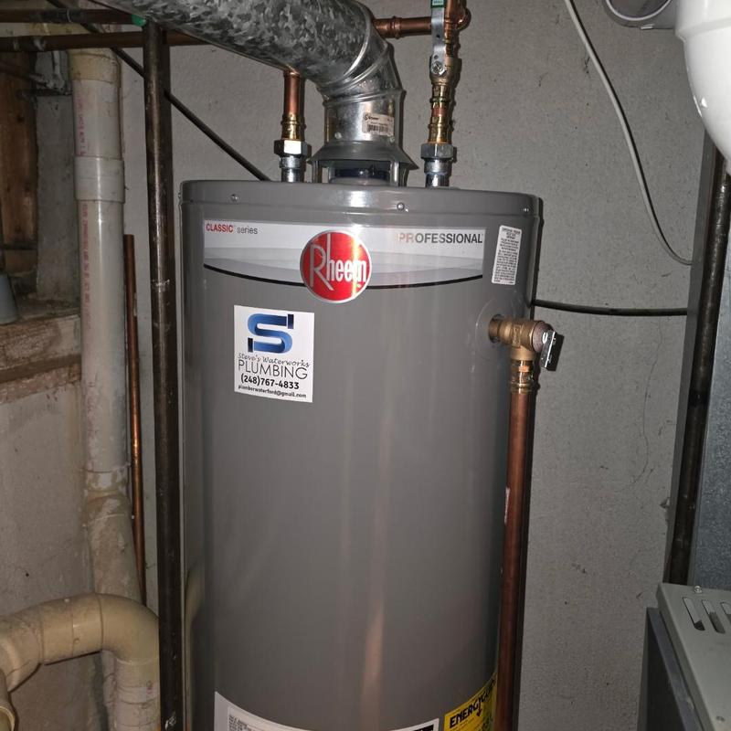 40 gallon natural gas Rheem water heater installed