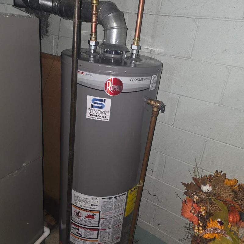 40-gallon natural gas Rheem water heater installation