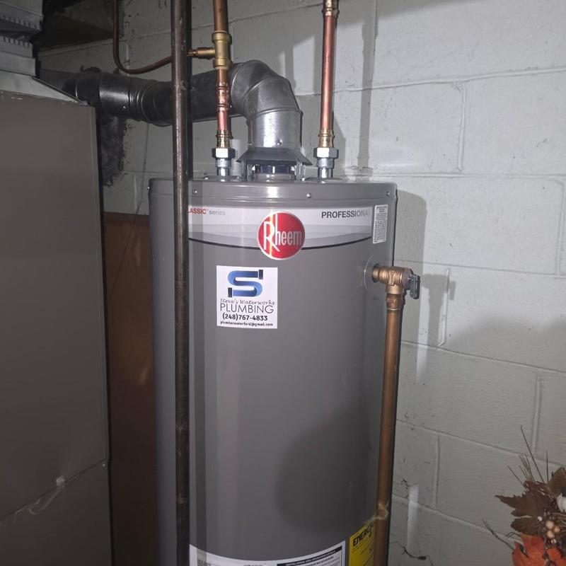 40 gallon Rheem natural gas water heater installation