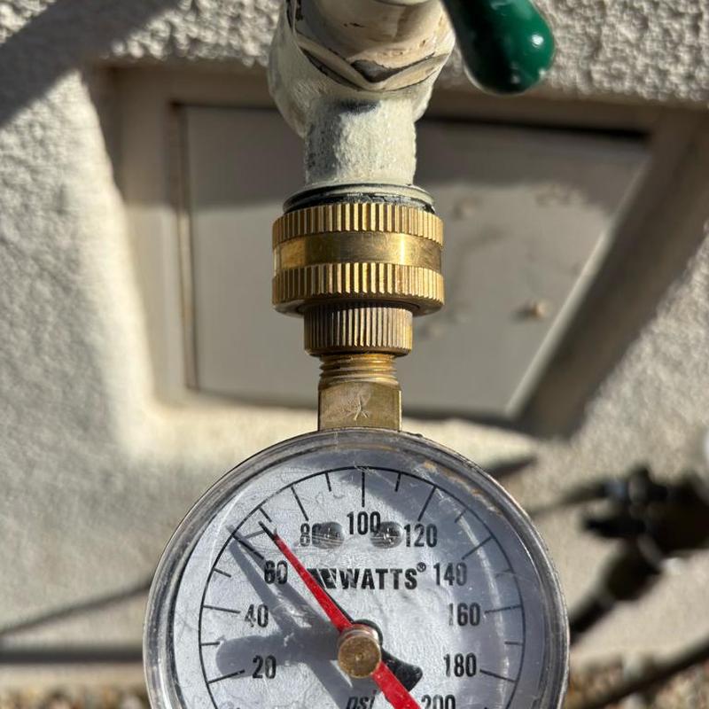 Pressure relief valve pressure gauge set to 68 psi