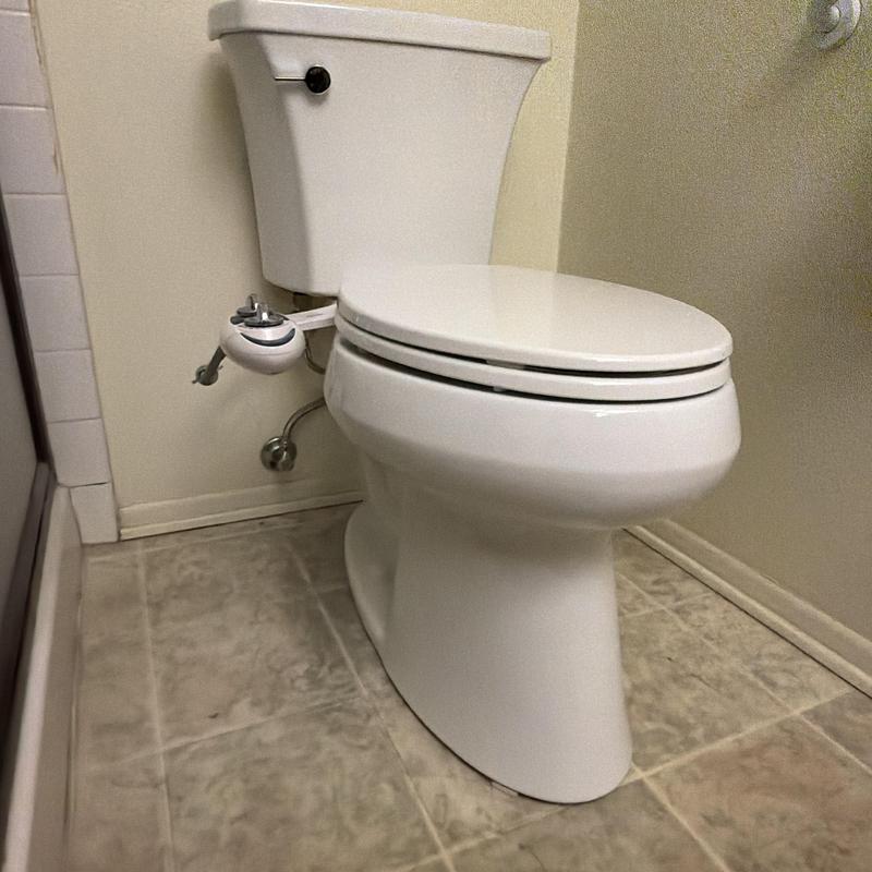 Kohler High Line Arc toilet with bidet seat installed Kohler High Line Arc toilet with bidet seat installed