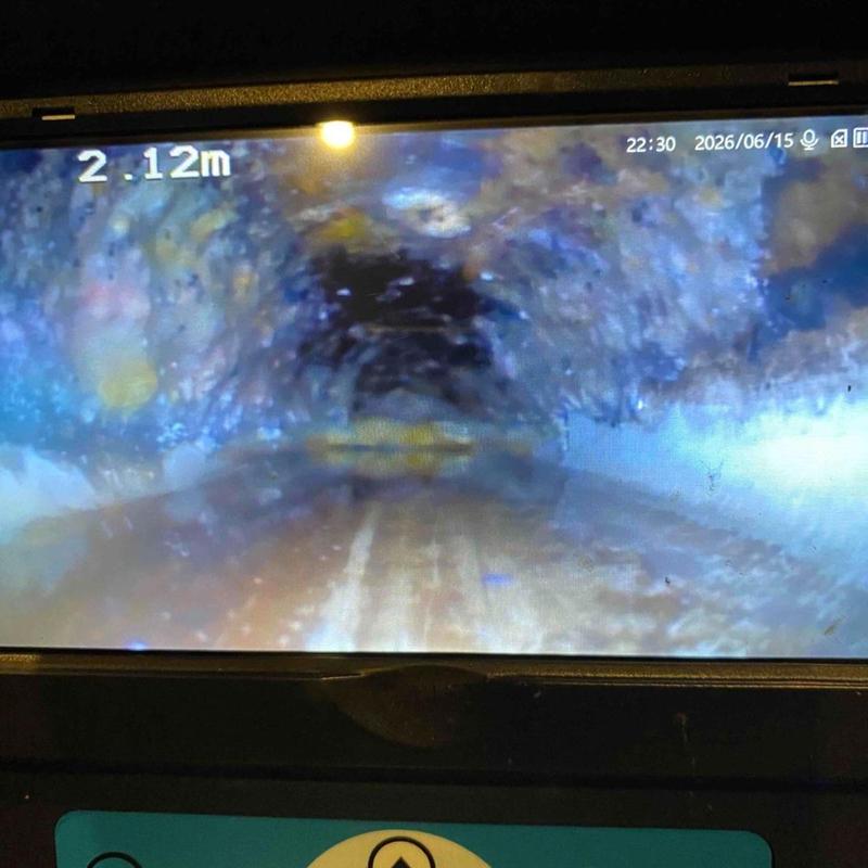 Drain pipe interior camera inspection at 2.12 meters