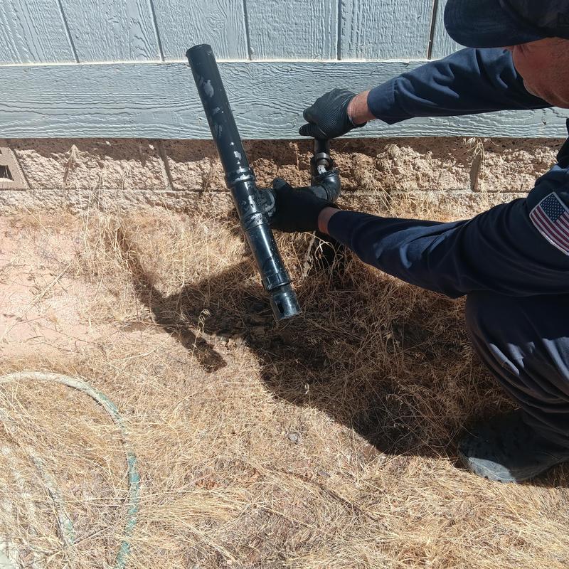 Drain line pipe connection outside building repair