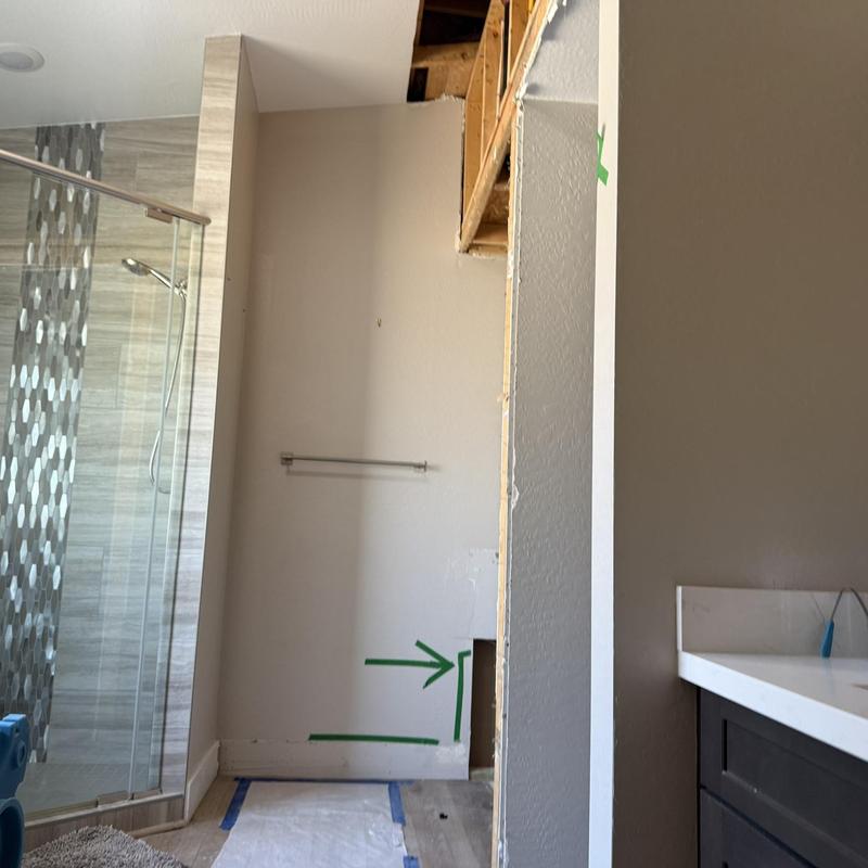 Bathroom copper repipe preparation with wall access cutout
