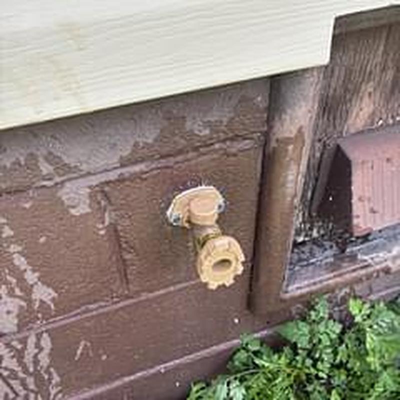 Hose bib installation on exterior block wall