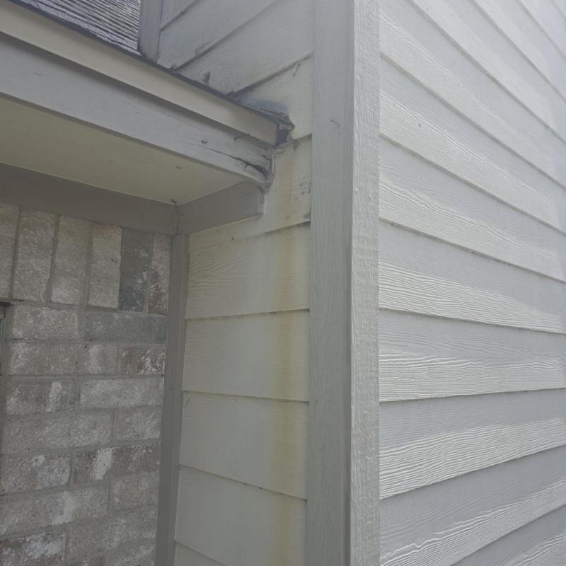 Siding and trim with exterior storm damage in Pearland, TX