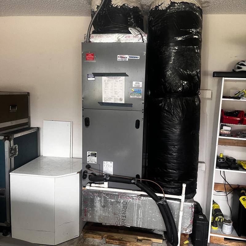 5-ton air handler with insulated ducts installed