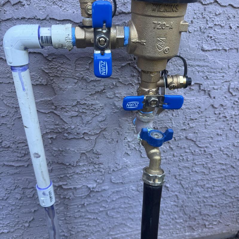 Pressure vacuum breaker with valves on pool fill system